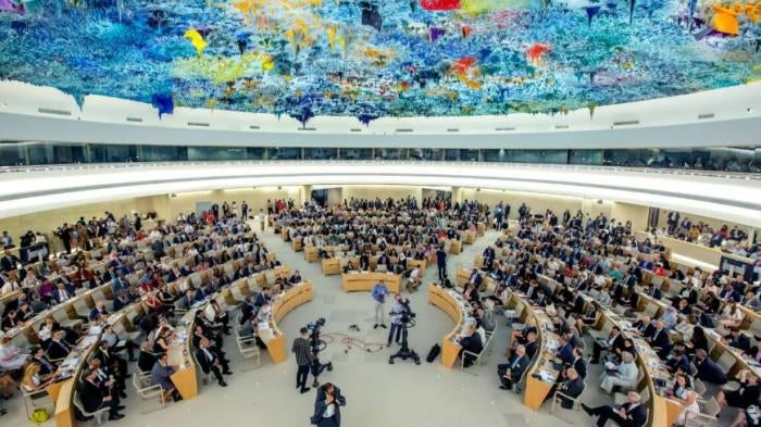 Delegates sit at the opening of the 41th session of the Human Rights Council, at the European headquarters of the United Nations in Geneva, Switzerland, June 24, 2019.