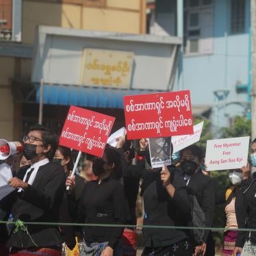 Lawyers in Myanmar protesting the military coup