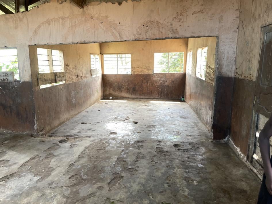 The room where Pamela (not her real name), a woman with a real or perceived mental health condition, is confined at a prayer camp in Eastern region, Ghana, October 2023.