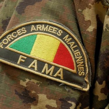 The badge of a member of the Malian army (FAMA), in Anderamboukane, in Menaka region, Mali, March 22, 2019. © 2019 AGNES COUDURIER/AFP via Getty Images