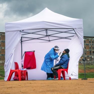 A resident from the Alexandra township gets tested for COVID-19 in Johannesburg, South Africa, April 29, 2020.