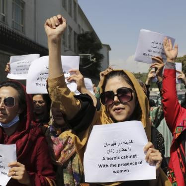 Women gather to demand their rights under Taliban rule during a protest in Kabul, Afghanistan, September 3, 2021.