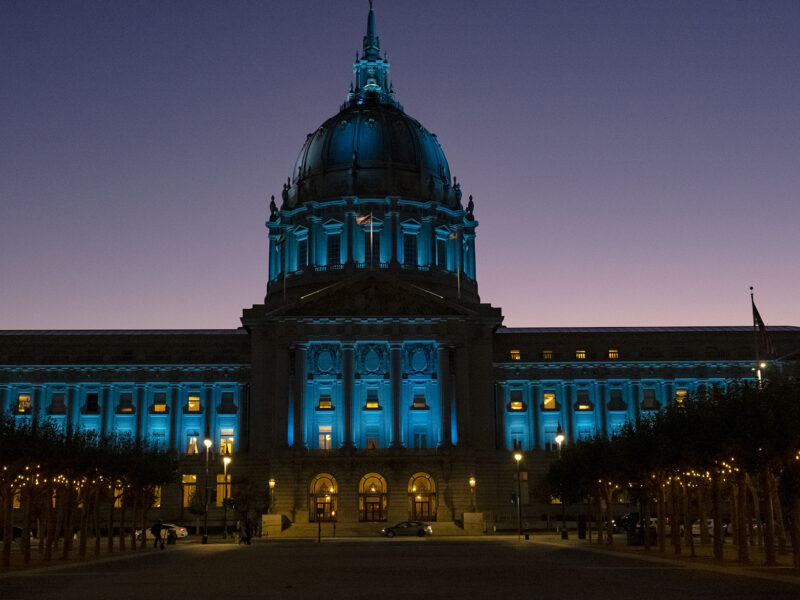 San Francisco City Hall at night.