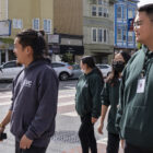 Henry Ha and other outreach team members visit the Richmond District in San Francisco.