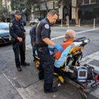 Paramedics help an elderly man in the Tenderloin neighborhood.