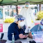 Coronavirus testing in the Mission District on April 27, 2020. Barbara Ries / UCSF