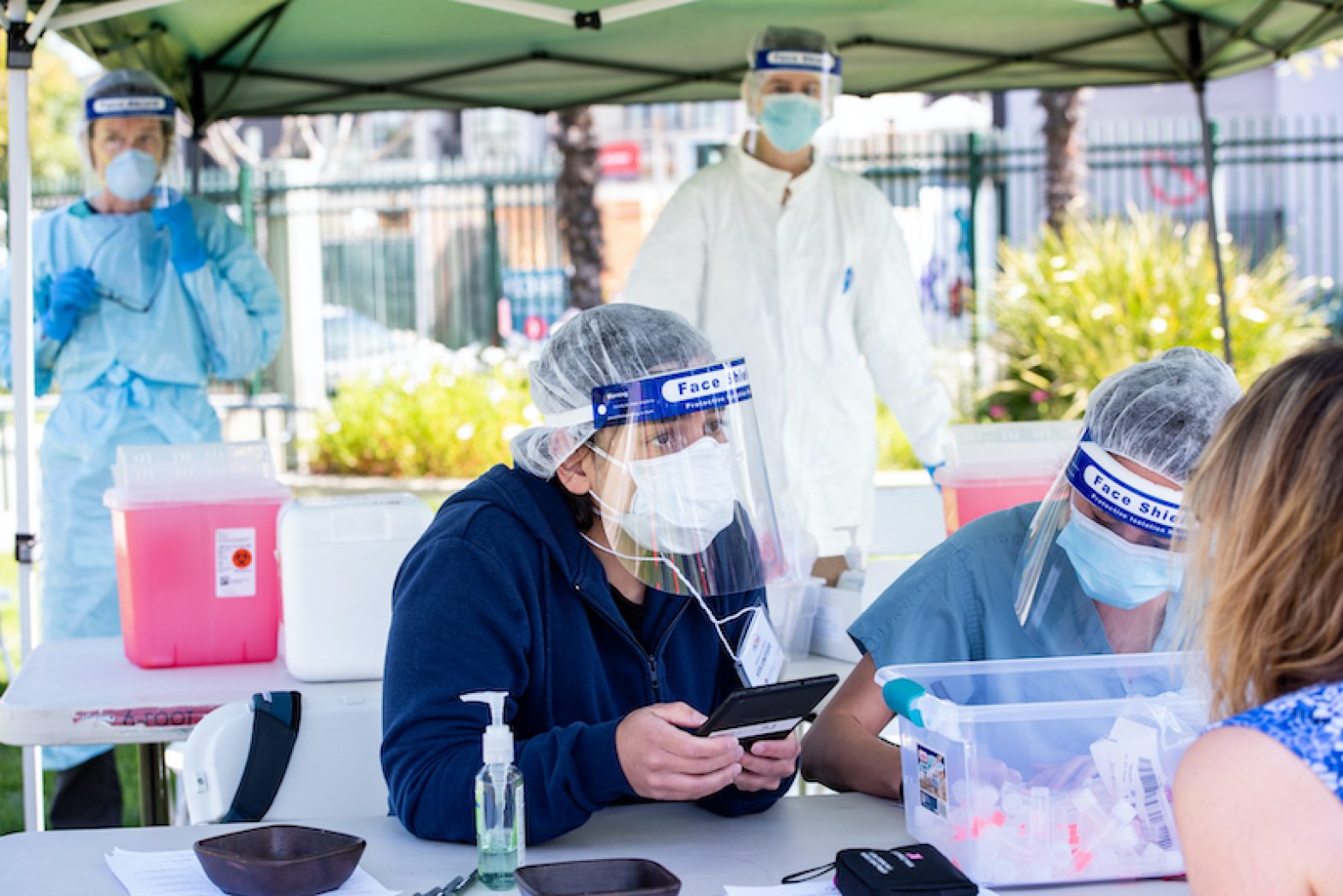 Coronavirus testing in the Mission District on April 27, 2020. Barbara Ries / UCSF